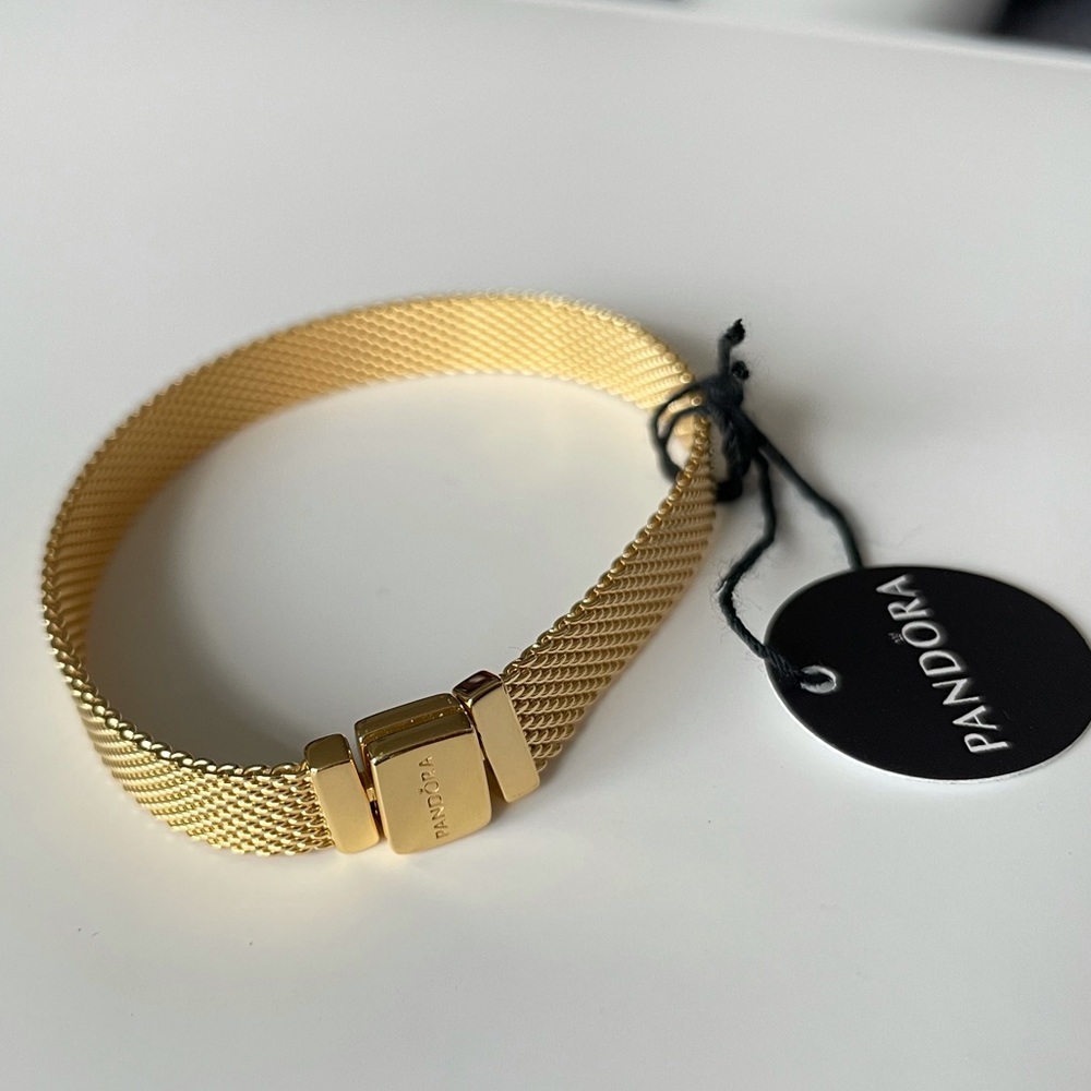 🏆 Pandora Reflexions Mesh Bracelet, 14K Gold Plated